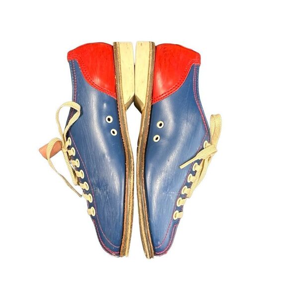 BOB WOLF Vintage Bowling Shoes Red Blue Tan Size 6.5-7 - Picture 7 of 14